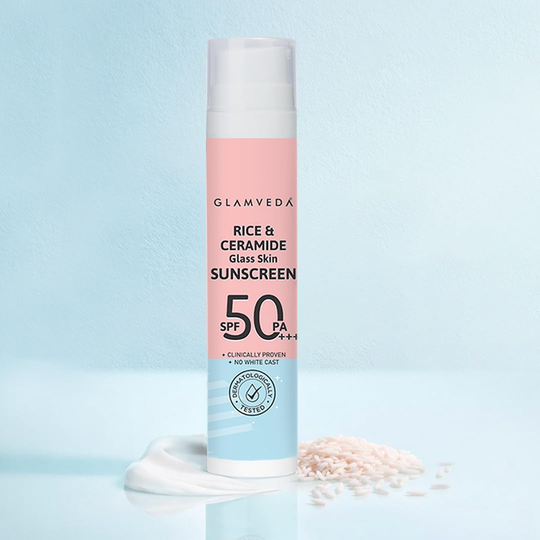 Rice & Ceramide Dewy Sunscreen SPF 50 PA+++ | Transparent, Ultra lightweight gel cream | No White Cast, Water & Sweat Proof | For Dry & Sensitive Skin Types 50 ml