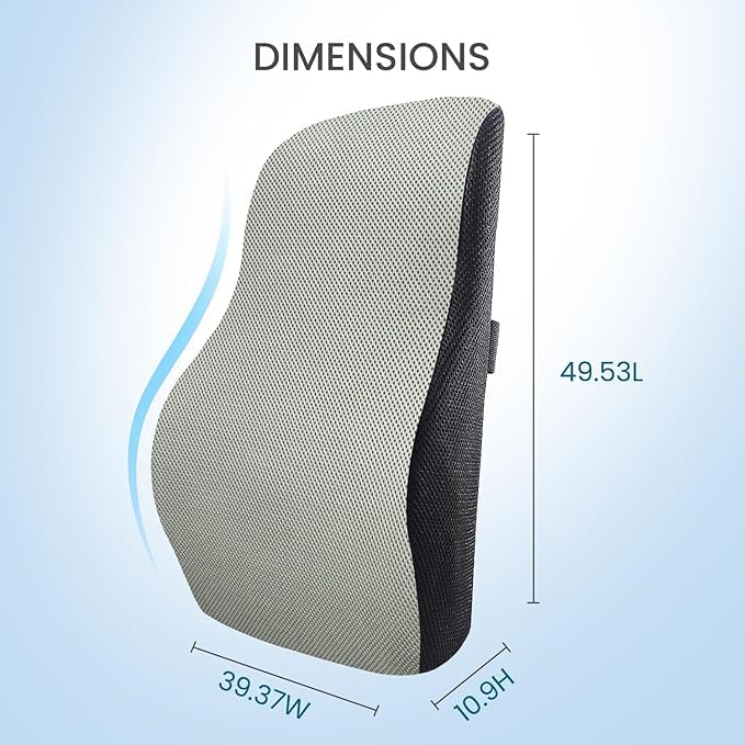Support lombaire en mousse – Coussin de dos orthopédique | Dossier pour chaise de voiture et de bureau | Soulagement des douleurs dorsales alignement de la colonne vertébrale assis (mousse à mémoire