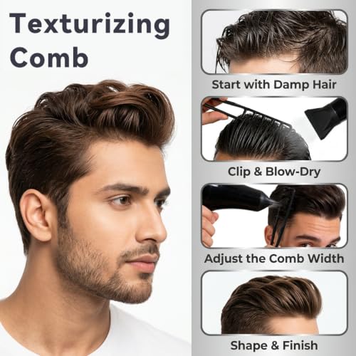 Image of MAYCREATE 5Piece Hair Styling Comb Set for Men and Women with Texture Comb Wide Tooth Combs for Volume Detangling Root Lift and Daily Grooming