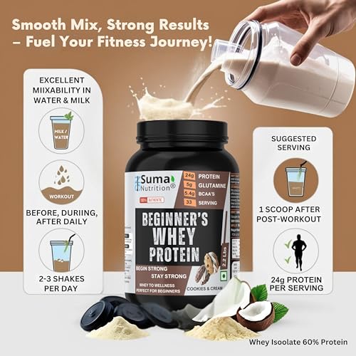 Image of Beginners Whey Protein Powder - 1Kg with Free Shaker | Sugar Free | Support Muscle Growth & Easy to Digest