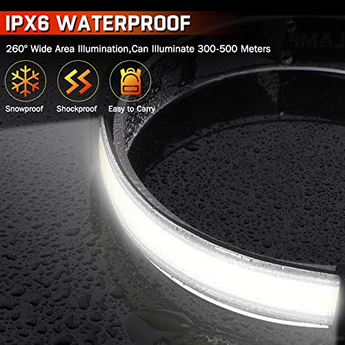 Rechargeable Headlamp,Super Bright 1500 Lumens 6 Modes Head Lamp Led Rechargeable with Tail Red Light,Wide Beam Led Headlamp Waterproof for Adults Outdoor Camping Hiking Hunting Accessories