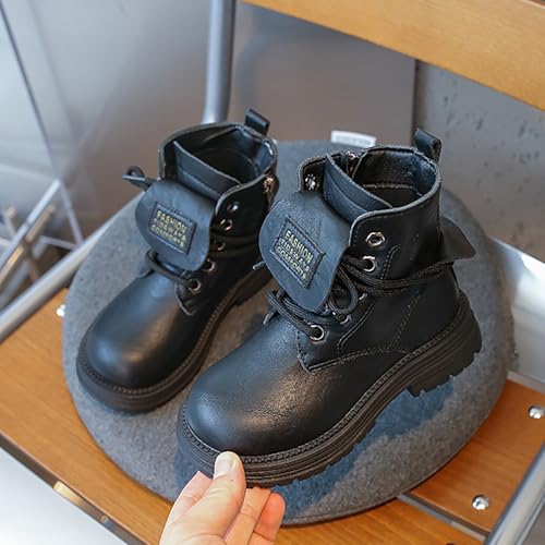 Girls Ankle Boots Combat Boots Lace Up Non-Slip Short Boots Comfortable Cowboy Western Boots for Little Kid Big Kid2