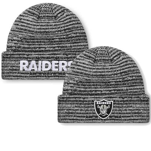 FOCO NFL Unisex-Adult Official Marled Cold Weather Cuffed Knit Beanie in Clear Ball Ornament (US, Alpha, One Size, Las Vegas Raiders)