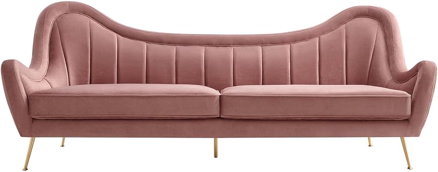 Modway EEI-5874-DUS Cheshire Channel Tufted Performance Velvet Sofa, Dusty Rose