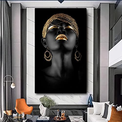 Peinture africaine femme noire sur toile 50x70 cm sans cadre pour decoration murale salon