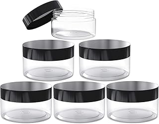 6 Pack 4oz Empty Slime Containers, Refillable Plastic Slime Jars with Lids and Labels Clear Storage Organizers for DIY Slime, Jewelry, Food and Beauty Products, BPA Free