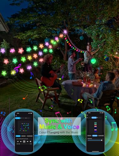 Echosari Smart Star String Lights Rgb Built In Chip, 33Ft 16 Million Color Changing Star Fairy Lights App & Remote Control Diy Music Sync Twinkle Lights For Bedroom Christmas Outdoor Decor thumb #1