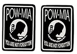 2 x POWMIA - Small, Bikers Motorcycle Helmet, Sticker Decal (Pair) - 3'