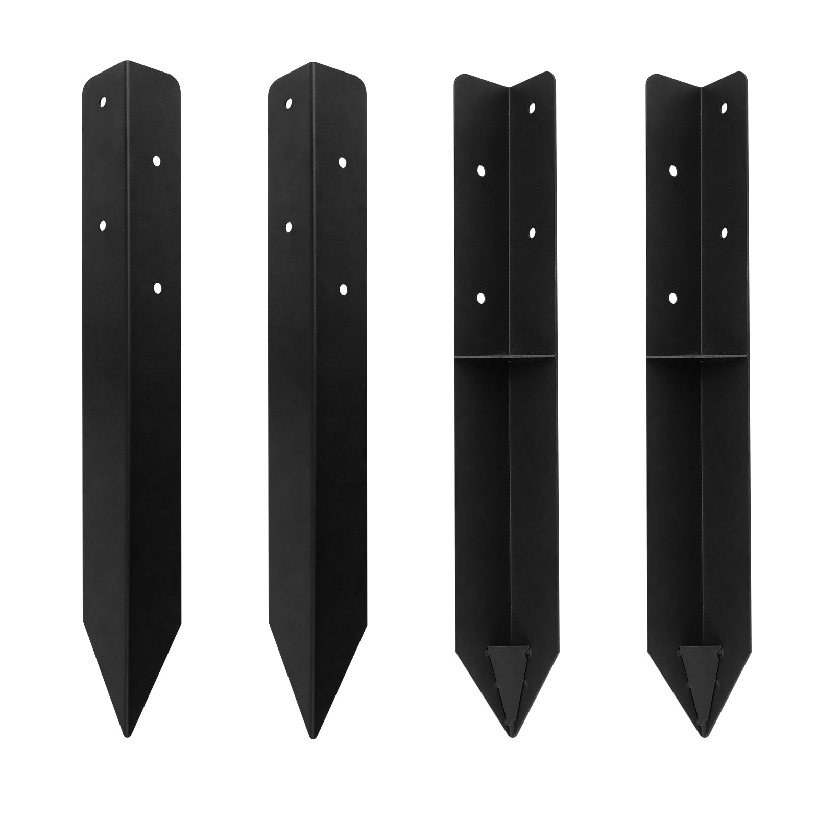 Erdanker, Ancre au sol sécurisée pour balançoires, toboggans et aménagements de jardin, lot de 4 ancres d’angle pour jardin, 420x45x45 mm (4, Noir)