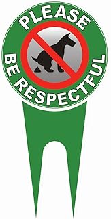 GBATERI Double Sided No Poop Dog Sign With Stake - Sign Politely Reads:Please Be Respectful - Stop Dogs from Pooping or Peeing On Your Lawn Yard Sign,Weatherproof-12" x 6" No Pooping Dog Aluminum Yard Sign Green/White(No Poo)