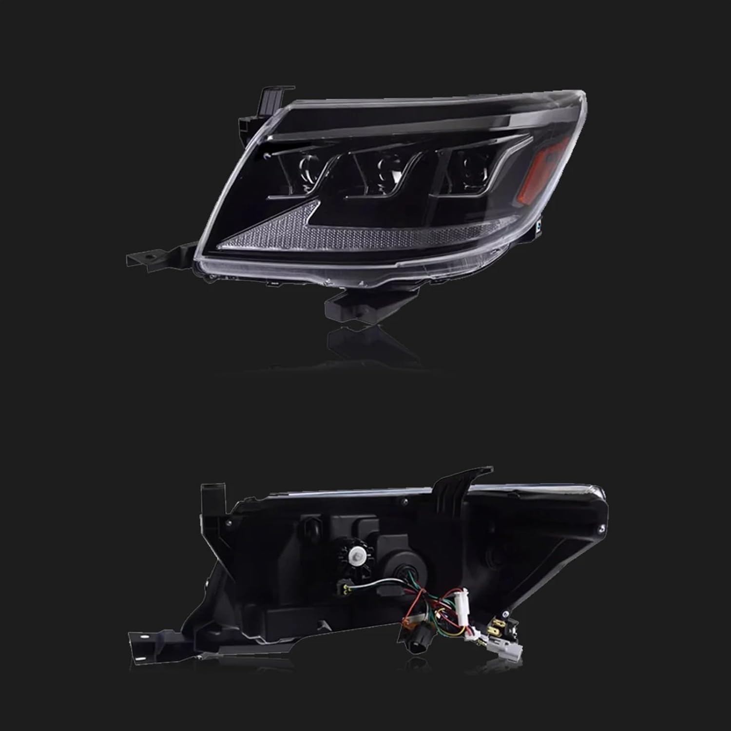 Automobile LED Lights Compatible For Vigo 2012-2014 Headlight 3 Lens Projector Front Lamp Sequential Turn Siganl Car Accessories