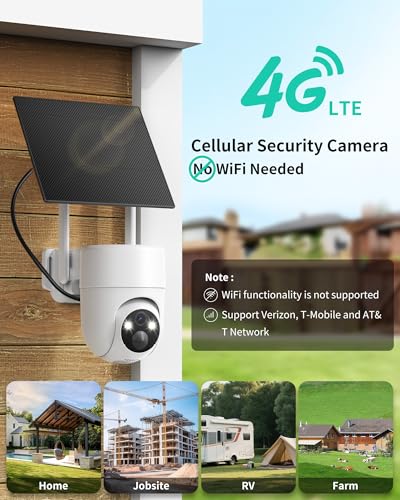 Image of LIWAN 4G LTE Cellular Security Cameras Wireless Outdoor, 2K Off-Grid Cam | 2-Pack No WiFi Security Camera with SIM Card, Solar Powered, Color Night Vision, 360 View for Farm, Cabin, Construction Site