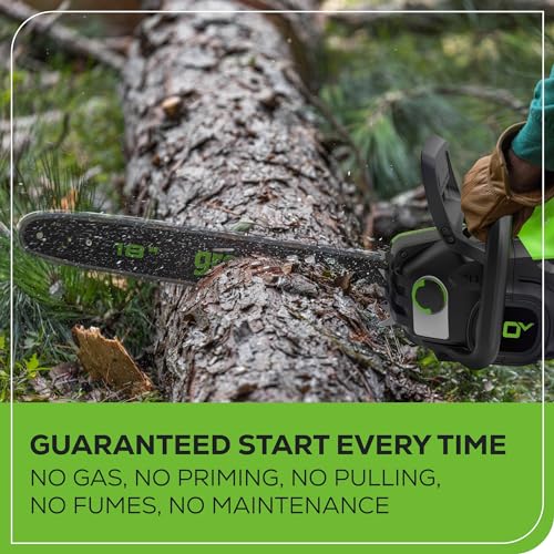 Image of Greenworks 80V 18 inch Brushless Cordless Chainsaw (Great For Tree Felling, Limbing, Pruning, and Firewood), 75+ Compatible Tools, 4.0Ah Battery and Charger Included