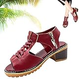 Libiyi Sandali, Libiyi Comodi Sandali Ortopedici da Donna, Bocca di Pesce Sandali Ortopedici con Tacco a Zeppa Traspiranti Casual (Color : Rosso, Size : US6)