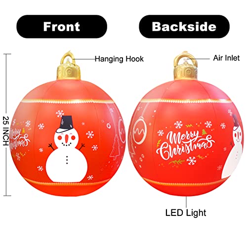 24 Inch Inflatable Christmas Ornaments - Pvc Light Up Inflatable Decorated Ball Giant Blow Up Ball Decorations For Holiday Yard Lawn Porch Pool Tree Decor Indoor Outdoor #TOP4