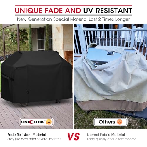 Image of Unicook 65 Inch Grill Cover for Weber Genesis II 400 Series, 4 Burner BBQ Cover for Outdoor Grill, Heavy Duty Waterproof Fade Resistant, Compared to Weber 7131