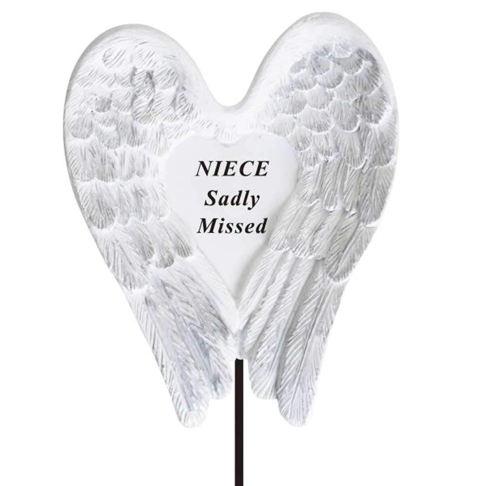 Angraves Sadly Missed Niece Angel Wings Memorial Tribute Stick Graveside Plaque