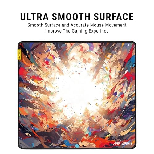 Image of Ant Esports Volcano Unique Square Mousepad (450*400*3MM) Gaming Mousepad Extended Mouse Mat for Mouse with Stitched Edges Waterproof Non-Slip Base Mousepads for Office Home Shop Gaming Rainbow Colour
