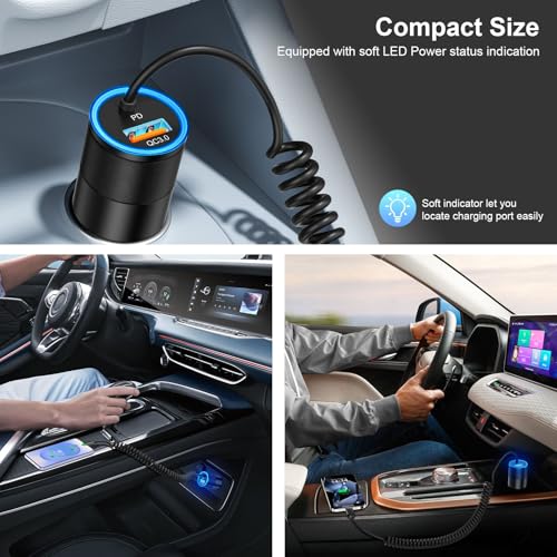 Chargeur de voiture USB C rapide pour iPhone 16 avec câble type C extensible 38W - 6