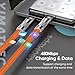 YIMATEECO Cell Phone Lanyard Built-in USB C Cable, 2 In1 65W Fast Charging Phone Lanyard Wrist Strap, Data Transfer Cord (Multicolor + Orange, BFF Matching Set (2pack))