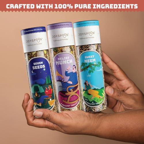 Image of JoySpoon Premium Seed Mix Mouth Freshener Combo | Seven Seeds, Relief Munch & Sweet Neem | Supari Free & Sugar Free Mukhwas | After-Meal Digestive Snack & Trail Mix | Pack of 3 x 100g