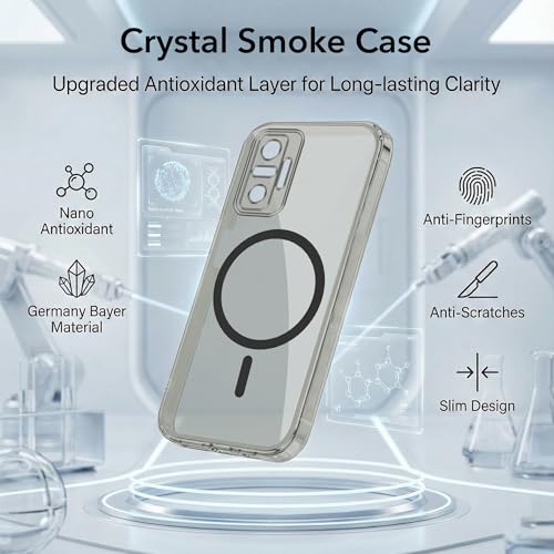 Image of Jkobi Lifetime Anti-Yellow MagSafe Compatible Clear Back Cover Case for Xiaomi Mi Redmi Note 10 Pro | 10 Pro Max (Sleek Hard Crystal | Shockproof and Camera Protection)