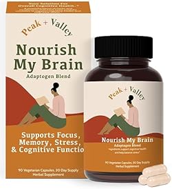 Peak + Valley Nootropic Brain Support Supplement for Memory & Focus with Lion's Mane Mushroom & Ashwagandha - 