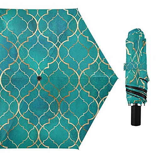 Parapluie pliable portable anti-UV compact aux motifs dorés