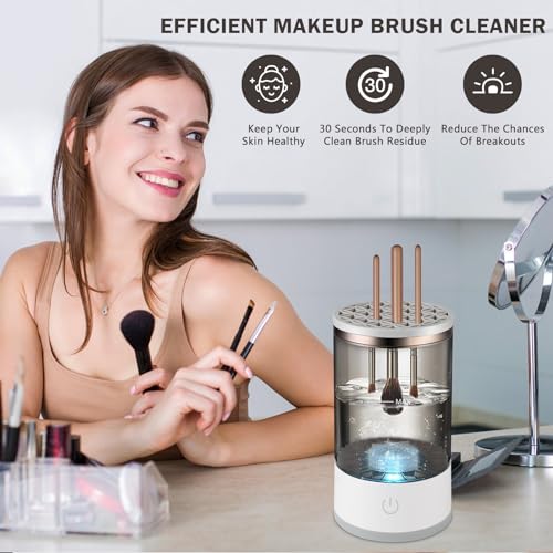Electric Makeup Brush Cleaner Machine, USB Automatic Quick Wash in Seconds, Cosmetic Brushes Cleaning Tools, Hand-Free Set for Cleaning and Drying - Image 3