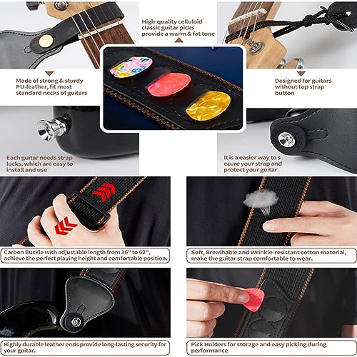 HUIOP Sangle en coton pour guitare Folk,électrique,en pur coton,avec ceinture à défilement,5 palettes et 2 boucles en caoutchouc,Sangle en coton pour guitare - Les Beatles, Paul McCartney, John Lennon, RIngo Starr, George Harrison HUIOP Sangle en coton pour guitare Folk,électrique,en pur coton,avec ceinture à défilement,5 palettes et 2 boucles en caoutchouc,Sangle en coton pour guitare – Image 5