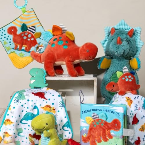 Image of Mary Meyer Crinkle Teether Toy with Baby Paper and Squeaker, 6 x 6-Inches, Pebblesaurus
