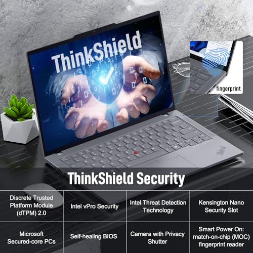 Image of Lenovo ThinkPad T14 Business AI Laptop, 14 inch FHD+ IPS, Intel Core Ultra 7 155U, 32GB DDR5, 512GB SSD, 5MP Webcam, Fingerprint, Backlit, Wi-Fi 6E, Thunderbolt 4, Windows 11 Pro, 7-in-1 USB-C Hub Bundle