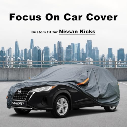 Image of GUNHYI Premium Car Cover Custom Fit Nissan Kicks, 16 Layers Heavy Duty Car Cover Waterproof All Weather with Zipper Door for Sun Rain Snow Dust Uv Protection