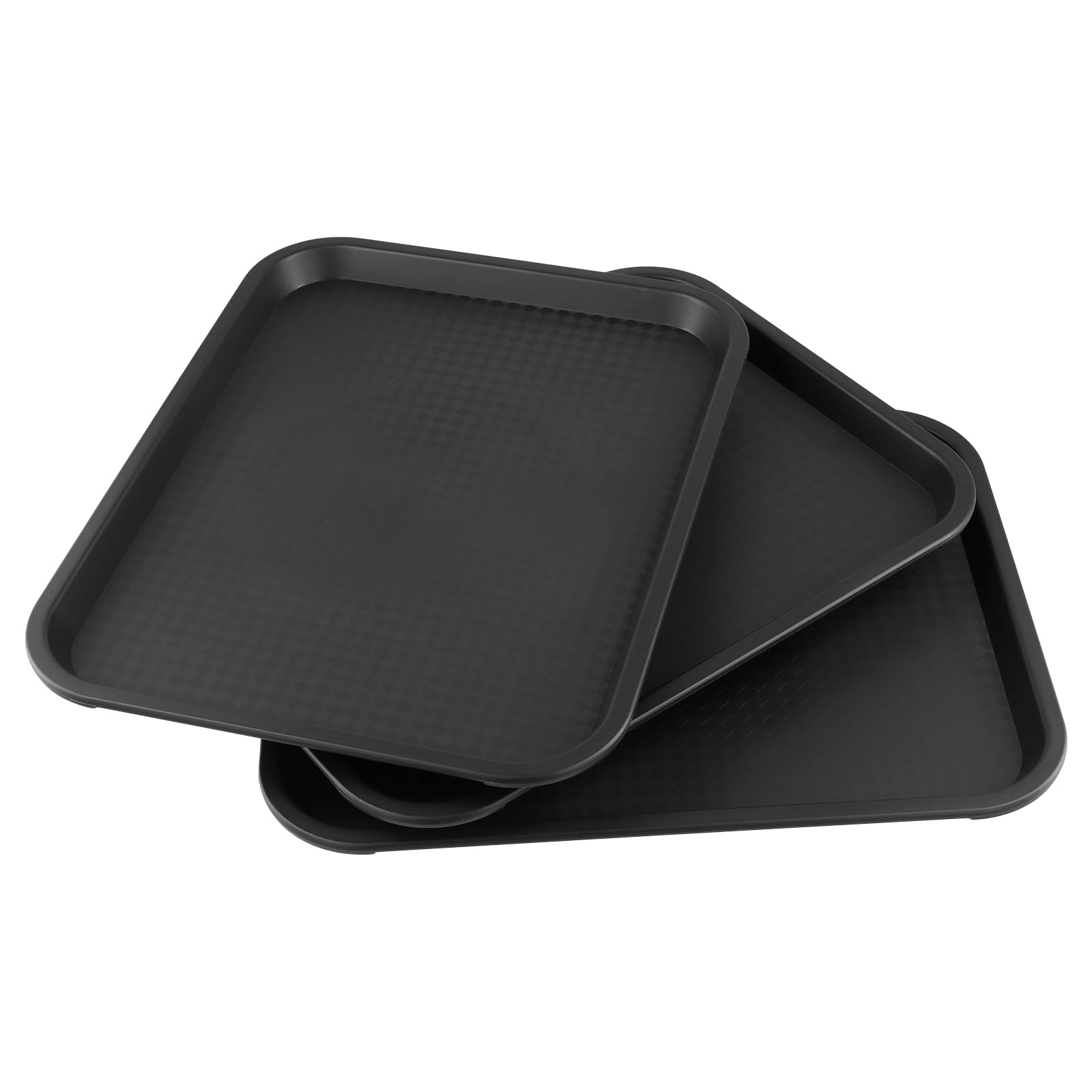 FUNSUEI 12 vassoi fast food, rettangolari, nero, 35 x 27 x 2,3 cm, in plastica per cucina, ristorante