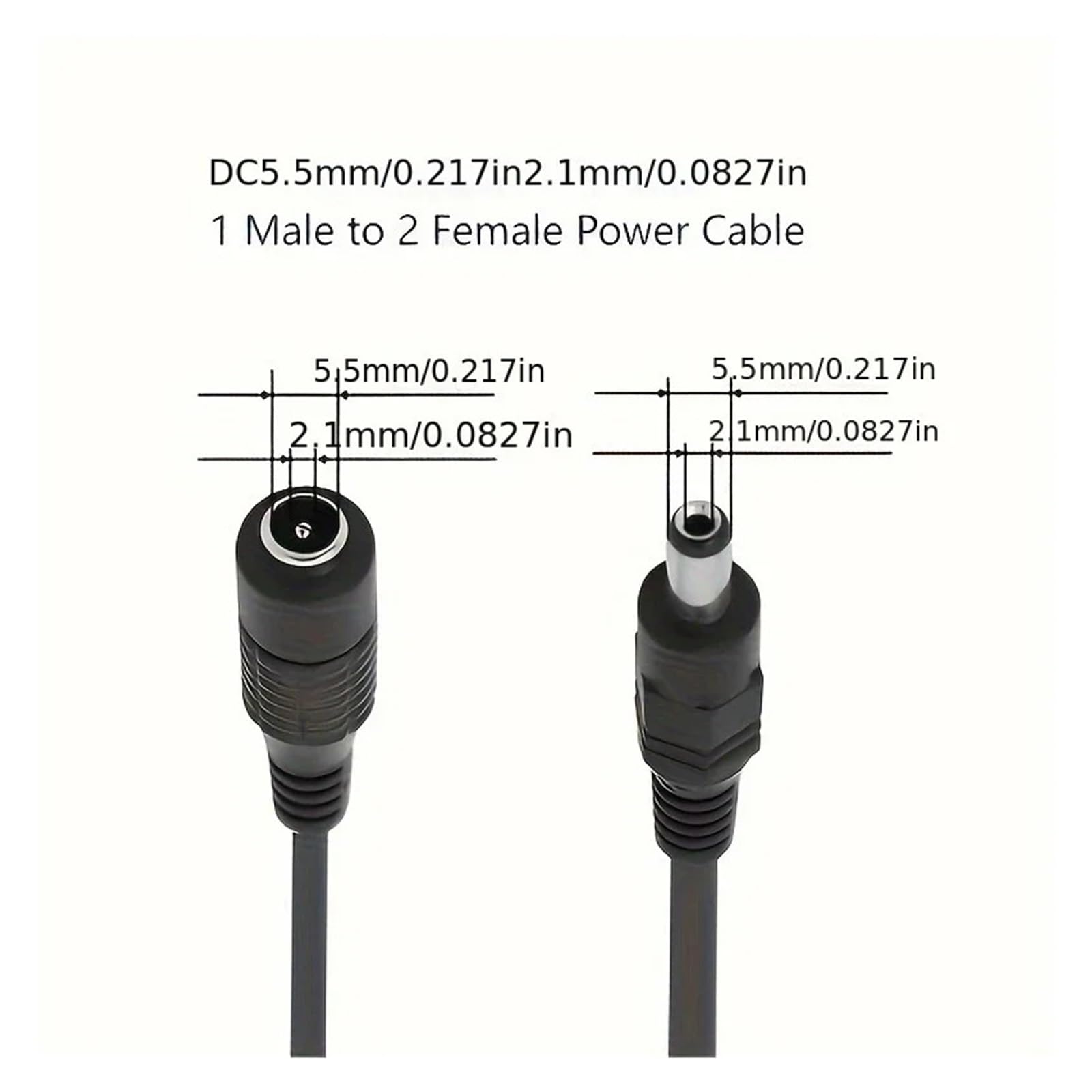 Kabel rozdzielacza zasilania prądem stałym 1 żeński na 2/4/8 męski adapter w kształcie litery Y z wyjściem 12 V złącze 5,5 mm x 2,1 mm do kamer(5 Pieces,1 Female to 8 Male)