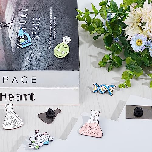 Image of SUNNYCLUE 1 Box 8 Style Science Enamel Pin Lab Pins Bulk Medical Brooch Pins Set Cute Cartoon Lab Lapel Pins Doctor Enamel Pin Brooches for Backpacks Laboratory Women Men Graduation Gift Clothes Decor