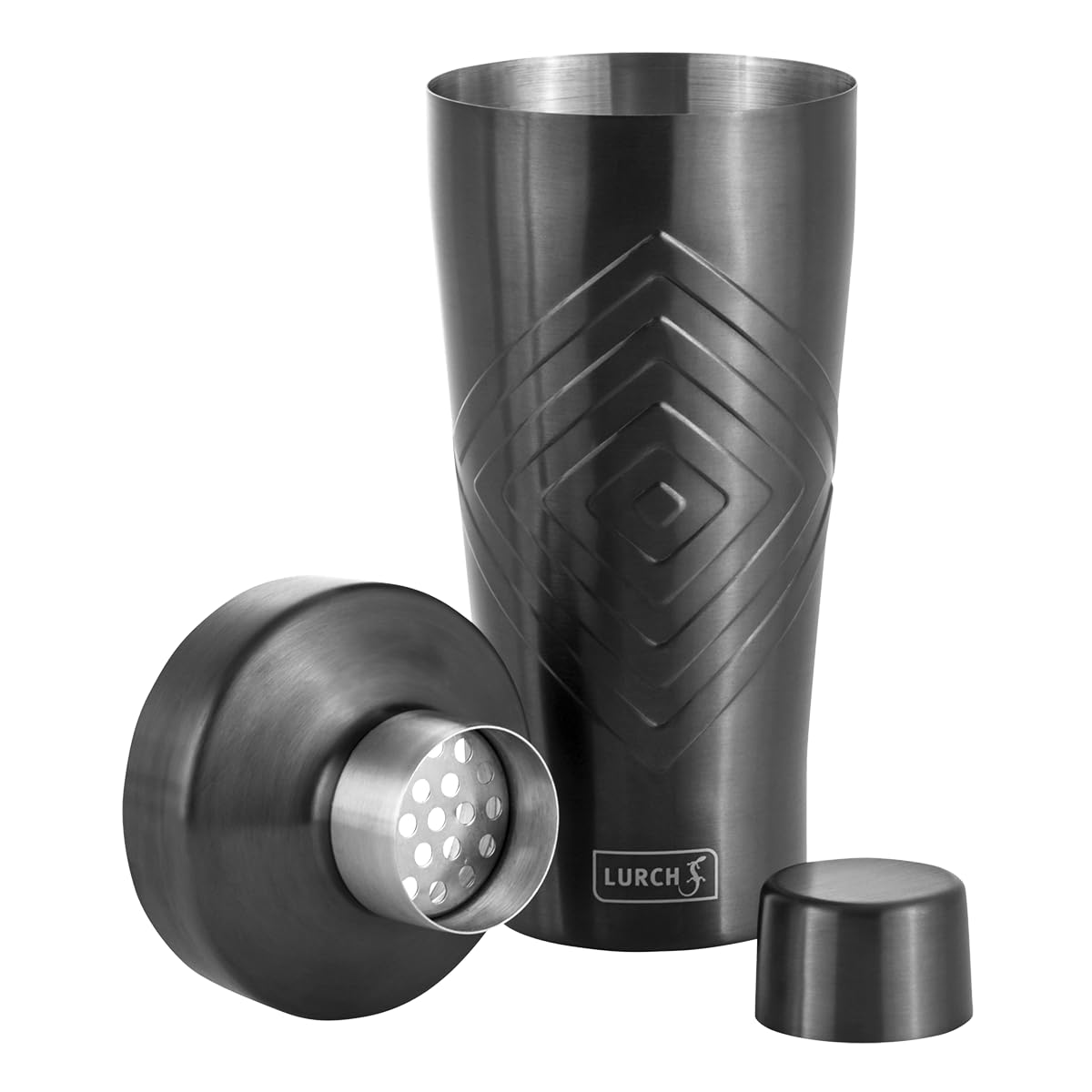 Lurch 240798 - Juego de coctelería (3 Piezas, coctelera, Jigger/Bar y Libro de cócteles, Set de Regalo y Principiantes)