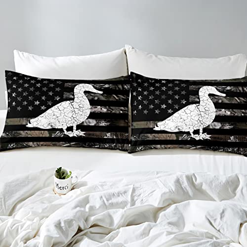 Manfei Duck Duvet Cover Queen Size Camouflage Animal Pattern Farmhouse Style Soft Breathable Bedding Set Retro Leaves Branch Plant Comforter Cover For Kids Teen Boys Girls Home Bedroom Decor #TOP3