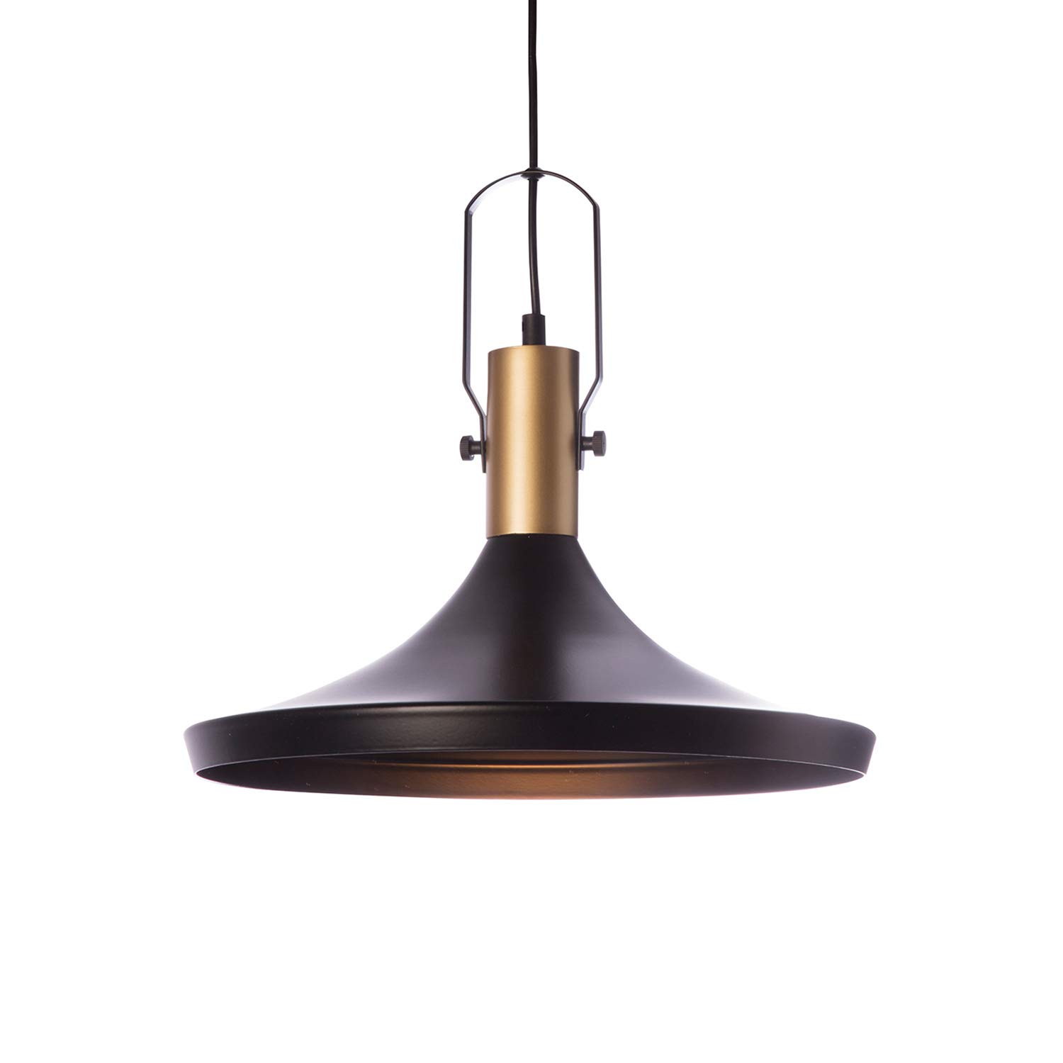 LUSSIOL Luminaire Denver, suspension métal, 40 W, noir/or, ø 36 x H 21 cm