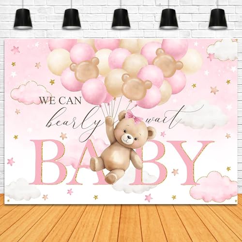 Fondo para Baby Shower Tema Oso Rosa 240x180 cm miniatura 4