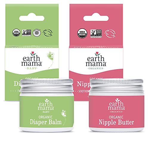 Image of Earth Mama 2-Piece Gift Set, Organic Diaper Balm and Organic Nipple Butter Breastfeeding Cream