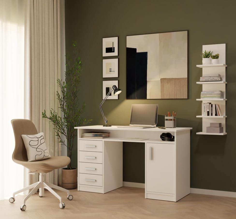 BDW Libreria moderna, altezza 100 cm, 5 ripiani, 29,5 x 19 cm, ideale per ufficio e soggiorno. Modello: R5P.