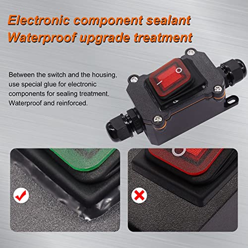 Weideer K-062-KCD4-201N-R-W-12V-LS 12V Switch Ip67 Waterproof Inline Cord Switch On/Off 30A 24V/12 Volt Red Led Inline Power Lamp Rocker Toggle Switch Outdoor Switch thumb #1