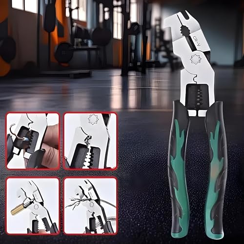Image of XBEY Heavy-Duty Multi-Purpose Ammonium Steel Pliers with Non-Slip Jaws & Handle - Corrosion-Resistant, Sturdy Construction for Cutting, Shearing, Stripping, Tightening (Heavy Duty Green Plier)