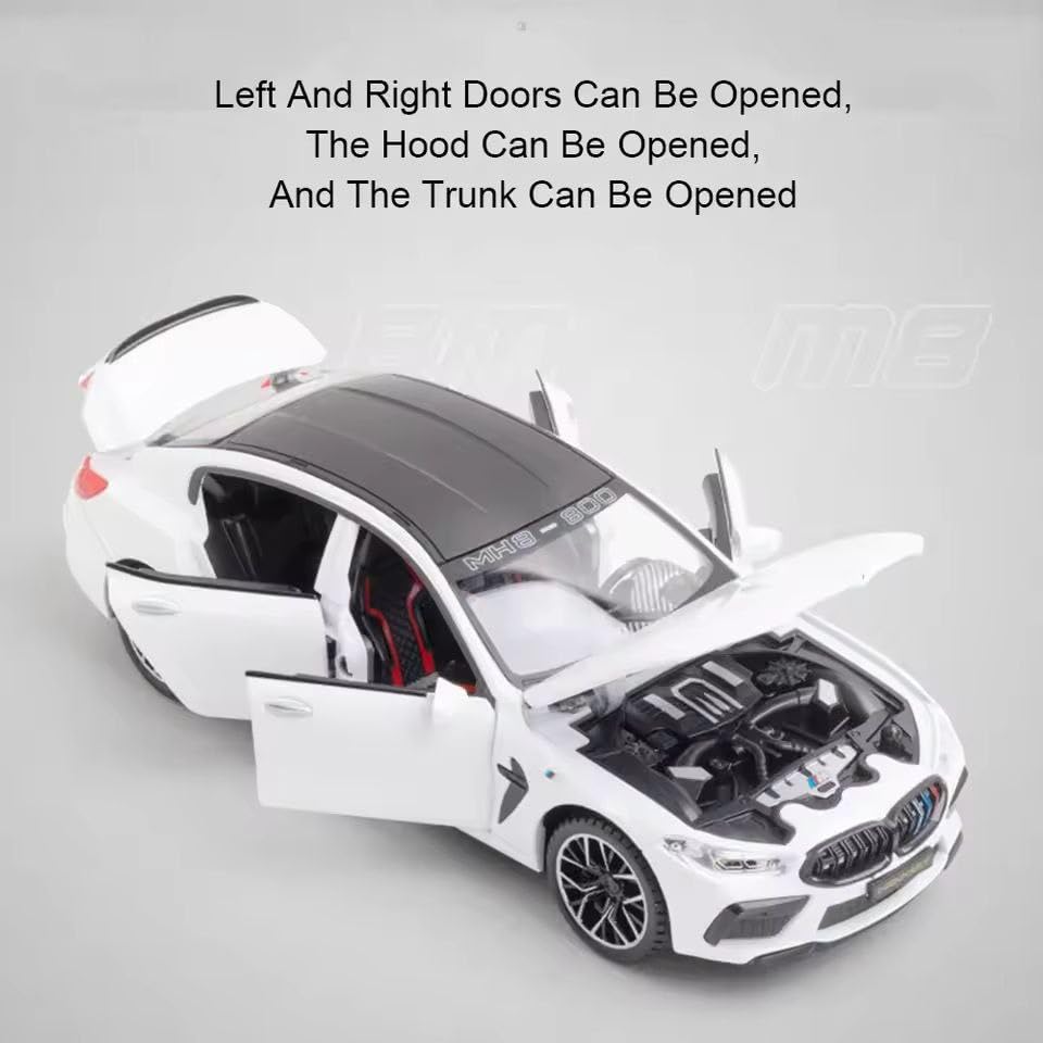 Image of 1:24 B-m-w MH8 800 Diecast Metal Pull Back Car with 6 Openable Doors with Sound and Light Toy Decoration car Best Gift Toys for Kids (1:24 B-m-w MH8 800 - White)