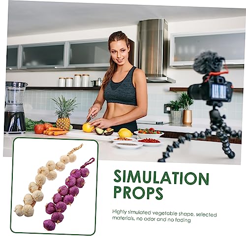 IMIKEYA 2Pcs Strings houseplants halloween decor house plants halloween garland garlic decorations hanging fake garlic Wall Hanging Decorations Farm Vegetable Models Farmhouse Decorations