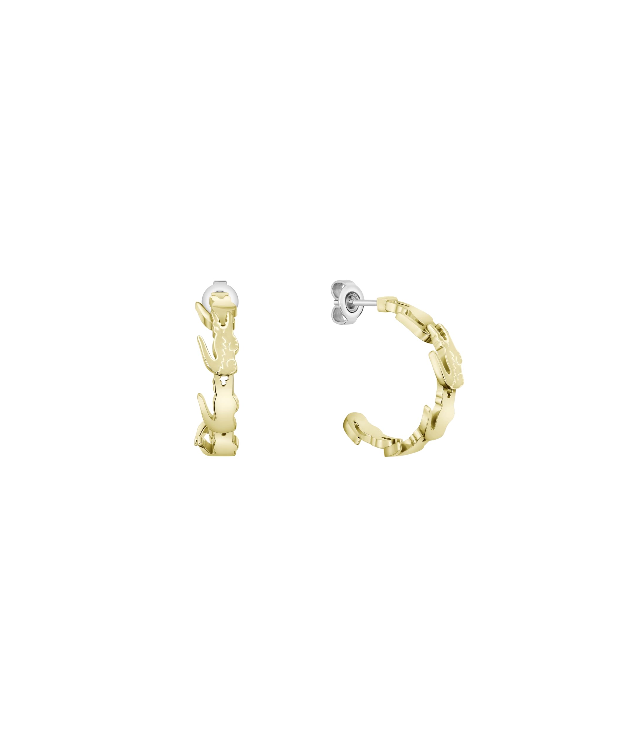 Lacoste Women's CROCODILE Collection Hoop Earrings in Yellow Gold with Crocodiles - 2040515