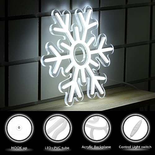 Image of Treela 3 Pcs Christmas Neon Sign Snowflake Lights Decorations