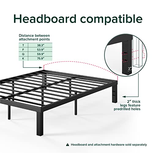 Image of Zinus Luis 14 Inch QuickLock Metal Platform Bed Frame, Mattress Foundation with Steel Slat Support, No Box Spring Needed, Easy Assembly, Queen