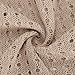 Women Tops Casual Long Sleeve V Neck Shirts Breathable Hollow Knit Pullover Sweaters Fashion Loose Shirts for Work Beige